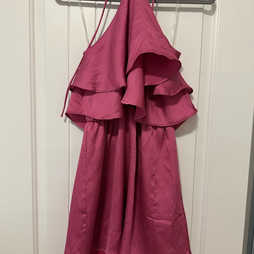 Tyche Vibrant Pink Textured Dress Halter